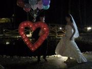 Запуск светящегося сердца на свадьбу